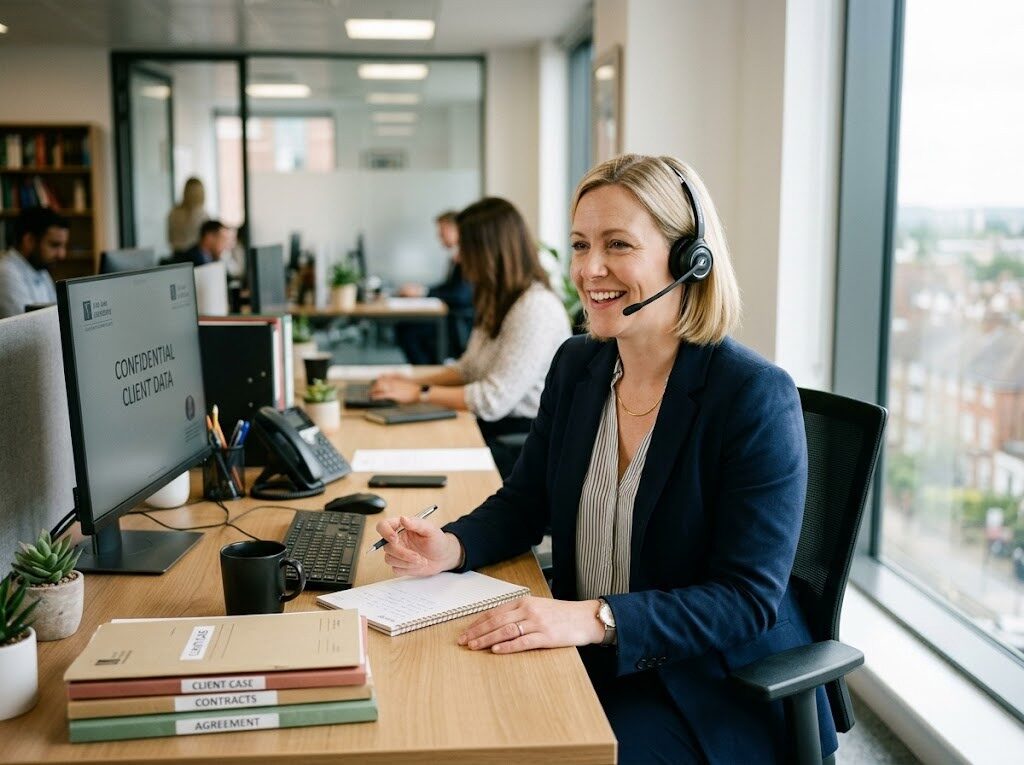 A Sterling Shore specialist taking a client enquiry by phone